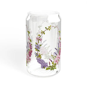 Floral 16oz Sipper Glass - Wreath Design Bamboo Lid - Dipaliz - Tumblers