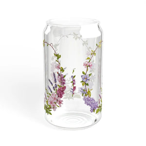 Floral 16oz Sipper Glass - Wreath Design Bamboo Lid - Dipaliz - Tumblers