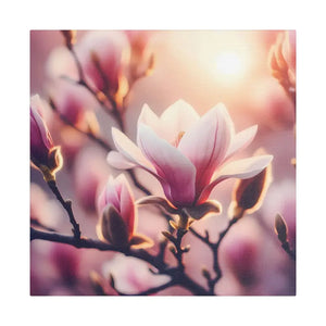 Flowering Magnolia Wall Art Canvas Print - Vibrant Satin Design - Dipaliz - 14’’ x / 1.5’’ - Prints