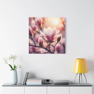 Flowering Magnolia Wall Art Canvas Print - Vibrant Satin Design - Dipaliz - Prints
