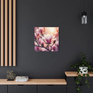 Flowering Magnolia Wall Art Canvas Print - Vibrant Satin Design - Dipaliz - Prints