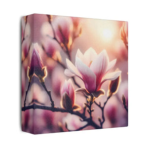 Flowering Magnolia Wall Art Canvas Print - Vibrant Satin Design - Dipaliz - Prints