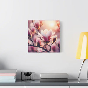 Flowering Magnolia Wall Art Canvas Print - Vibrant Satin Design - Dipaliz - Prints
