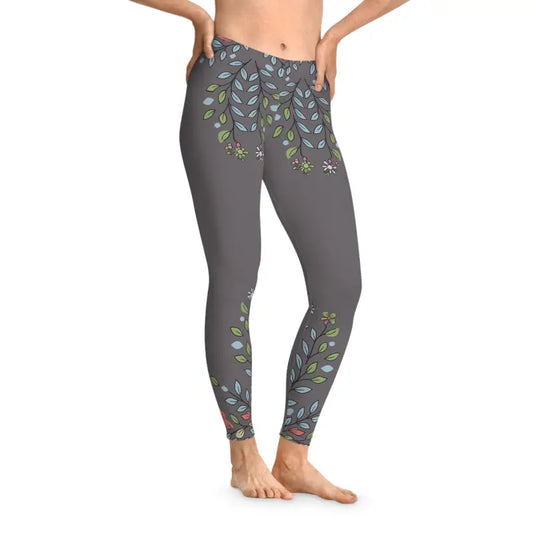 Vibrant Floral Stretchy Leggings for Style Anywhere - Xs / Seam Thread Color Automatically Matched to Design