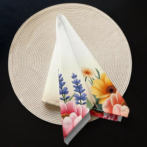 Cloth Napkin Set - Floral Corners Soft Dining Upgrade - Dipaliz - Napkins