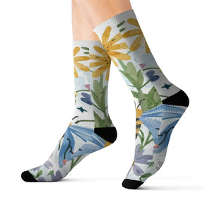Vibrant Nature Pattern Sublimation Socks - Eco-friendly Gifts - Dipaliz