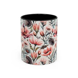 Mug - Accent Coffee - Flowers Birds 11oz Two Tone - Dipaliz