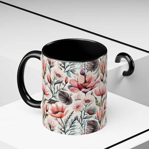 Mug - Accent Coffee - Flowers Birds 11oz Two Tone - Dipaliz