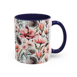 Mug - Accent Coffee - Flowers Birds 11oz Two Tone - Dipaliz