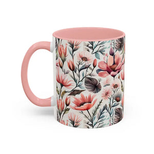 Mug - Accent Coffee - Flowers Birds 11oz Two Tone - Dipaliz