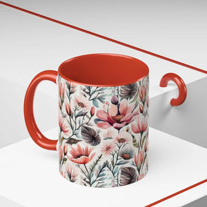 Mug - Accent Coffee - Flowers Birds 11oz Two Tone - Dipaliz