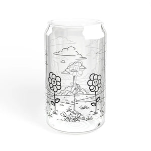 Vibrant Floral Sipper Glass with Straw - Tempered - Dipaliz - Tumblers
