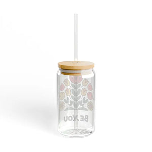 Clear Tempered Glass Sipper with Bamboo Lid and Tritan Straw - Dipaliz - Tumblers