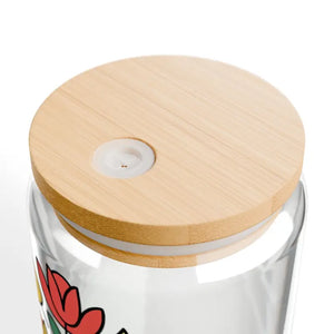 Clear Tempered Glass Sipper with Bamboo Lid and Tritan Straw - Dipaliz - Tumblers