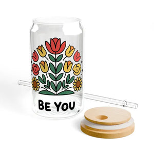 Clear Tempered Glass Sipper with Bamboo Lid and Tritan Straw - Dipaliz - Tumblers