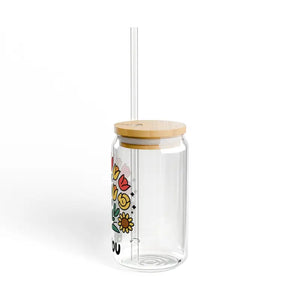 Clear Tempered Glass Sipper with Bamboo Lid and Tritan Straw - Dipaliz - Tumblers