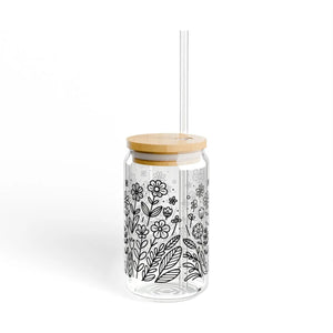 Floral Glass Sipper - Exciting 16oz Bamboo Lid - Dipaliz - Tumblers