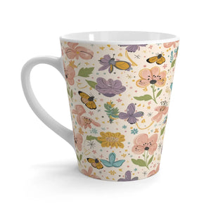 Vibrant Flowers and Butterflies Latte Mug - Ceramic - Dipaliz - Mugs