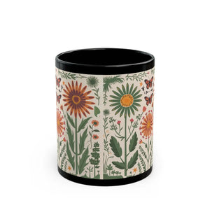 Glossy Butterflies Black Ceramic Mug - Floral - Dipaliz - Mugs