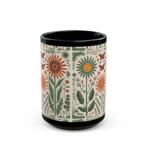 Glossy Butterflies Black Ceramic Mug - Floral - Dipaliz - Mugs