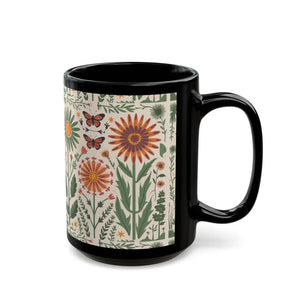 Glossy Butterflies Black Ceramic Mug - Floral - Dipaliz - Mugs
