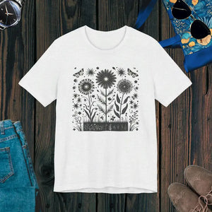 Floral Tee with Butterflies Cottagecore Unisex Jersey - Dipaliz - Ash / Xs - T-shirts