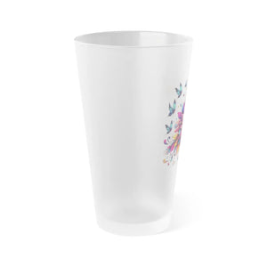 Chic Flowers and Butterflies Frosted Glass 16oz - Dipaliz - Beer Glasses