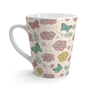 Vibrant Flowers and Butterflies Mug - 12oz Latte Cup - Dipaliz - Mugs
