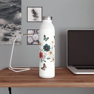 Floral Slim Water Bottle - Matte Stainless Steel - Dipaliz - Bottles