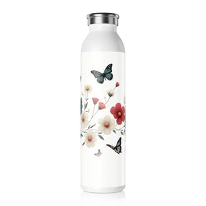 Floral Slim Water Bottle - Matte Stainless Steel - Dipaliz - Bottles