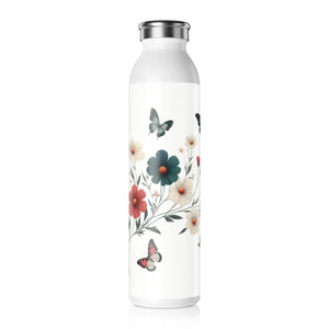 Floral Slim Water Bottle - Matte Stainless Steel - Dipaliz - Bottles
