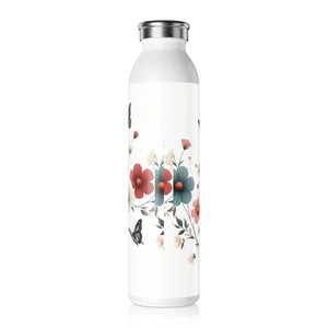 Floral Slim Water Bottle - Matte Stainless Steel - Dipaliz - Bottles