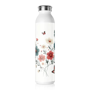 Floral Slim Water Bottle - Matte Stainless Steel - Dipaliz - Bottles