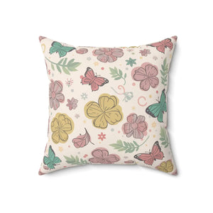 Flowers and Butterflies Throw Pillow – Polyester - Dipaliz - Pillows