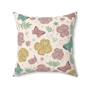Flowers and Butterflies Throw Pillow – Polyester - Dipaliz - Pillows