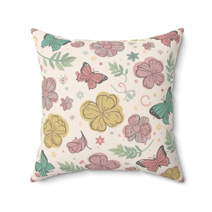 Flowers and Butterflies Throw Pillow – Polyester - Dipaliz - Pillows