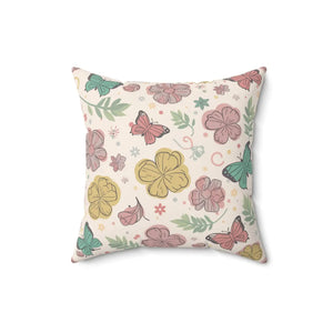 Flowers and Butterflies Throw Pillow – Polyester - Dipaliz - Pillows