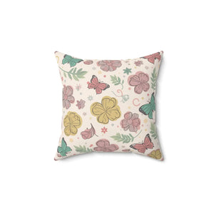 Flowers and Butterflies Throw Pillow – Polyester - Dipaliz - Pillows