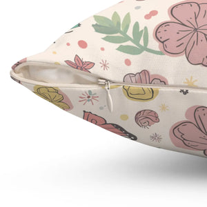Flowers and Butterflies Throw Pillow – Polyester - Dipaliz - Pillows