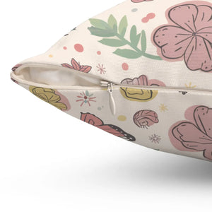 Flowers and Butterflies Throw Pillow – Polyester - Dipaliz - Pillows