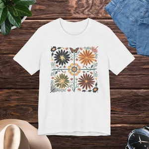 Flowers Cottagecore Floral Tee Jersey Short Sleeve - Dipaliz - Ash / s - T-shirts