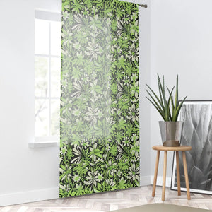 Floral Window Curtain - Flowers on Green Polyester - Dipaliz - Curtains