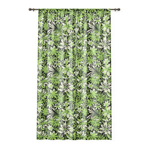 Floral Window Curtain - Flowers on Green Polyester - Dipaliz - Curtains