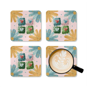 Hearts Corkwood Coaster Set – Eco-friendly Gift - Dipaliz - Coasters