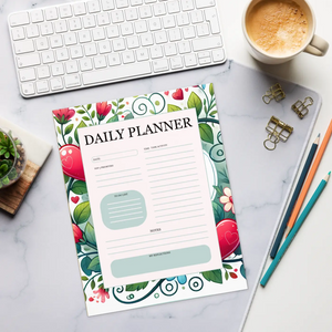 Elegant Floral Hearts Daily Planner - Everyday Planning - Dipaliz - Notepads