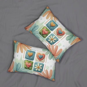 Hearts Lumbar Pillow - Spun Polyester Elegance - Dipaliz - 20’’ × 14’’ - Home Decor