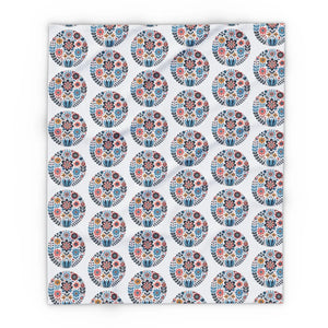 Vibrant Flowers Inside Circles Arctic Fleece - Dipaliz - Blankets