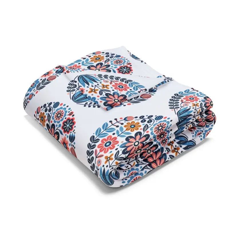 Vibrant Flowers Inside Circles Arctic Fleece Blanket - Home Decor