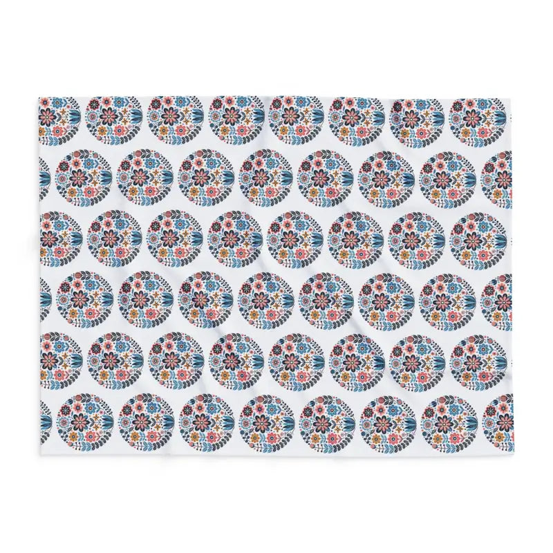 Vibrant Flowers Inside Circles Arctic Fleece Blanket - Home Decor