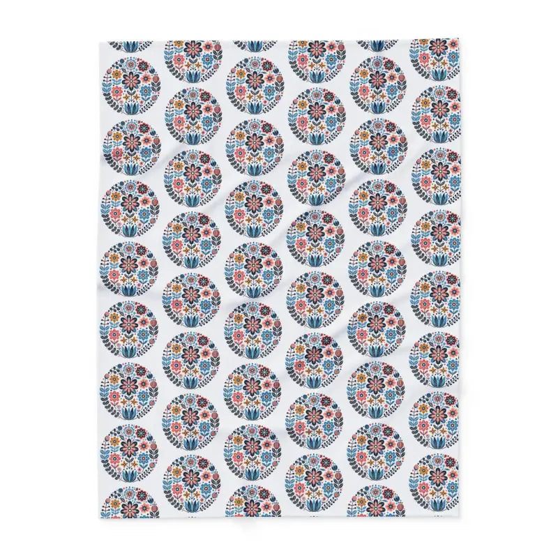 Vibrant Flowers Inside Circles Arctic Fleece Blanket - Home Decor